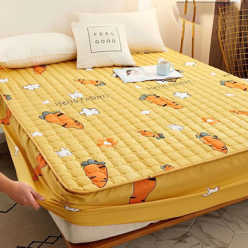 Waterproof Quilted Mattress Cover One-piece Elastic Breathable Bedspread Cover Mattress Protection Cover Non-slip Dust Cover