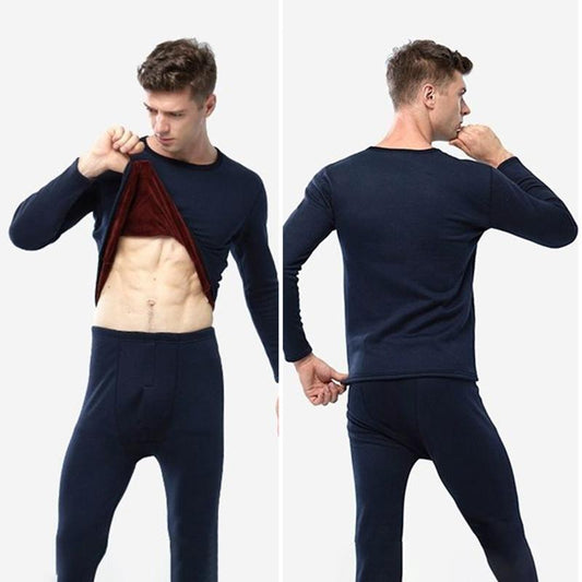 Men Winter Autumn Plus Velvet Thicken Thermal Underwear Tight Suit High Elasticity Comfortable Soft Lining O-neck Male Pajamas Long Sleeve Clothes