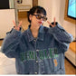 2022 Spring Denim Jacket New Letter Korean Version Loose and Thin Casual Fashion Small Ins Trendy Female Student