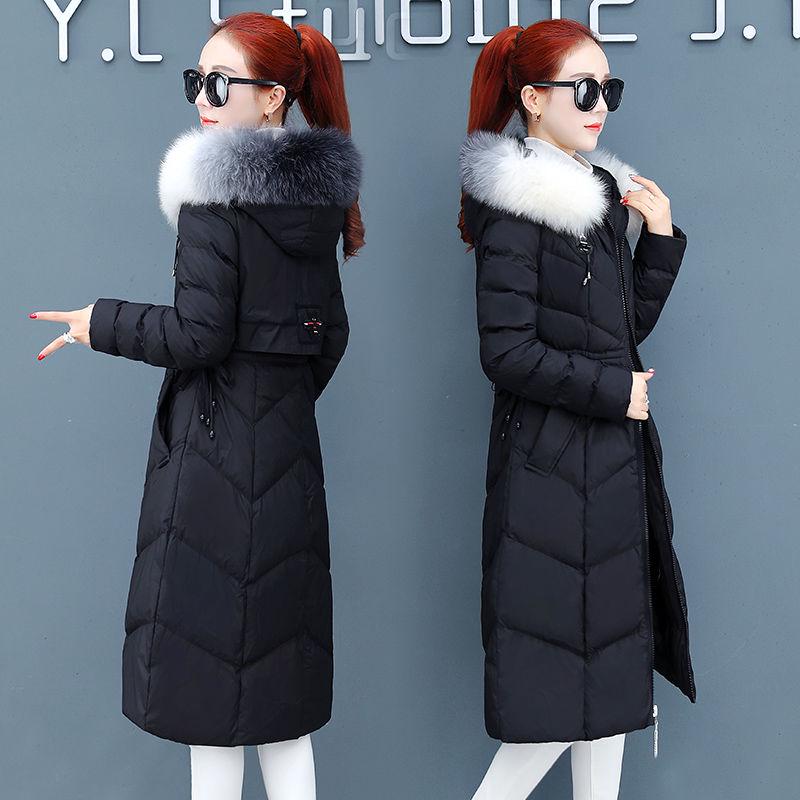 Winter Fashion Trend Big Fur Collar Women's Clothing Over The Knee Mid-length Warm and Slim Korean Cotton Jacket