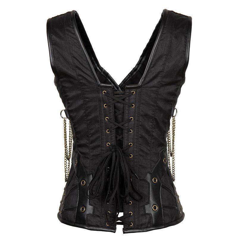 Gothic Retro Corset Steampunk Jacquard Shoulder Corsets Tops Women Straps Tank Slim Corselet Bustier