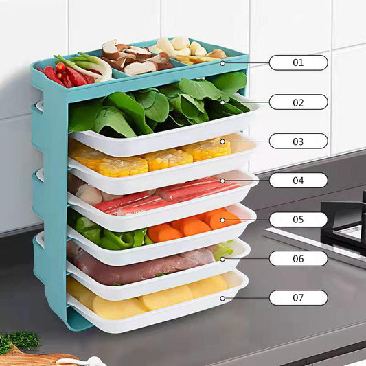 Home Kitchen Plate Vegetable Storage Plate Hanging Shelf Folding Drawer Type Free Drilling Preparation Plate Home Organozers