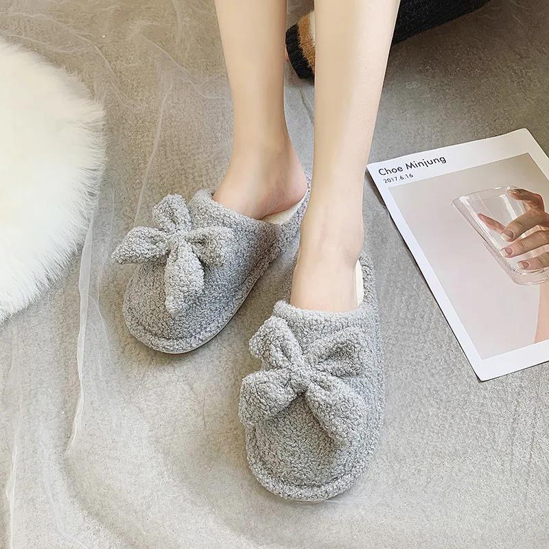 Autumn and Winter Pure Cotton Slippers Indoor Non-slip Soft-soled Shoes Warm Simple Plush Cotton Shoes