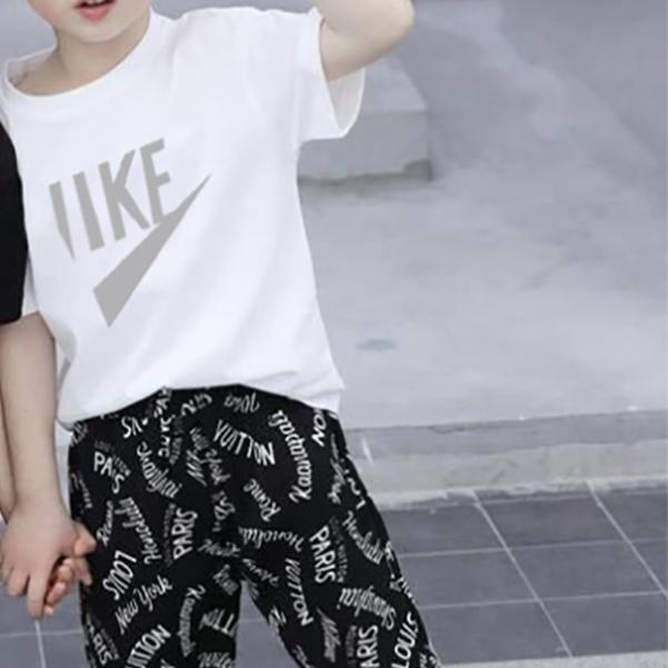 Summer Children's Short Sleeve T-Shirt Korean Style Small and Medium Sized Boys and Girls Fashion Set