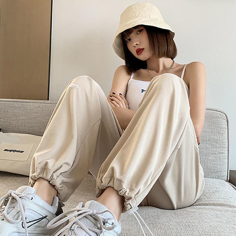 Summer Trousers for Female Students Loose and Versatile Trendy Thin Wide-legged Casual Sports Pant