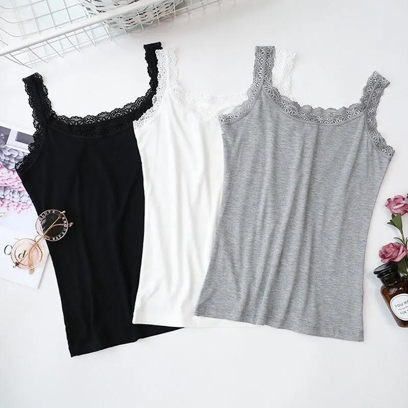 Lace Edge Stitching Modal Camisole Women's Spring and Summer Thin Section with Sleeveless White Bottoming Shirt