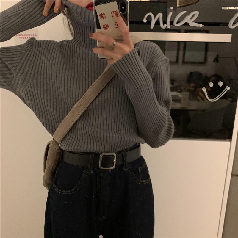 Turtleneck Sweaters Women Pullover Knitted Sweaters Plus Size Casual Solid Long Sleeve Sweater Coat Jumper Pullovers Fall Winter Women Sweater Jumper