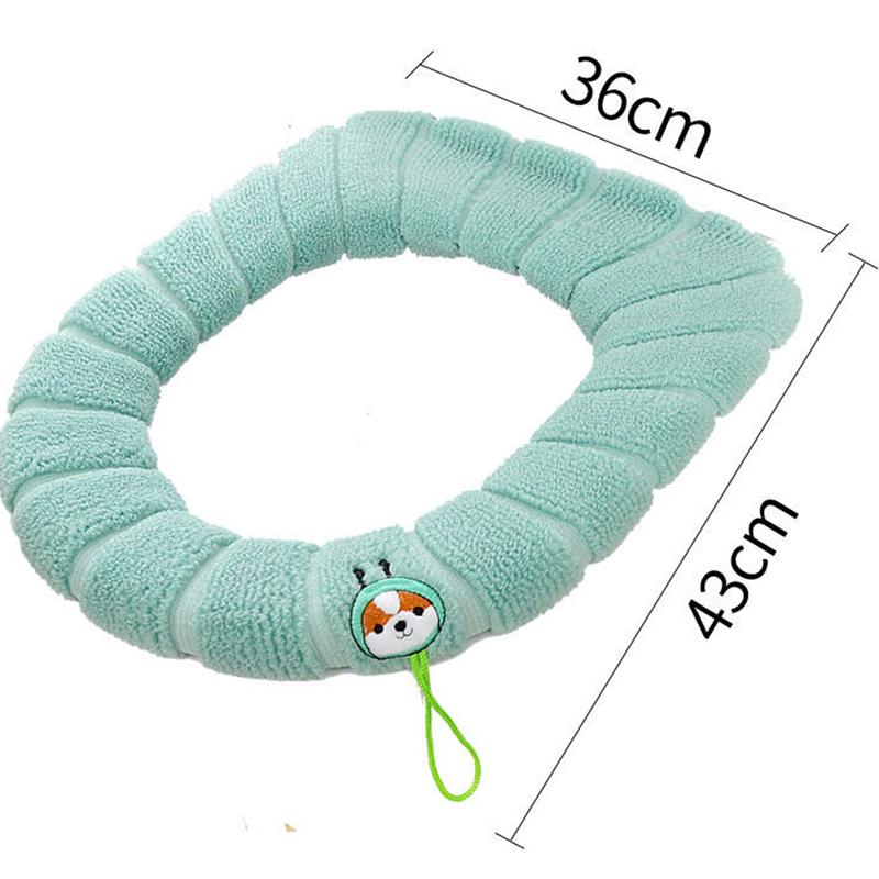 Winter Warm Toilet Seat Cover Closestool Mat 4Pcs Washable Bathroom Accessories Knitting Pure Color Soft O-shape Pad Bidet Cover