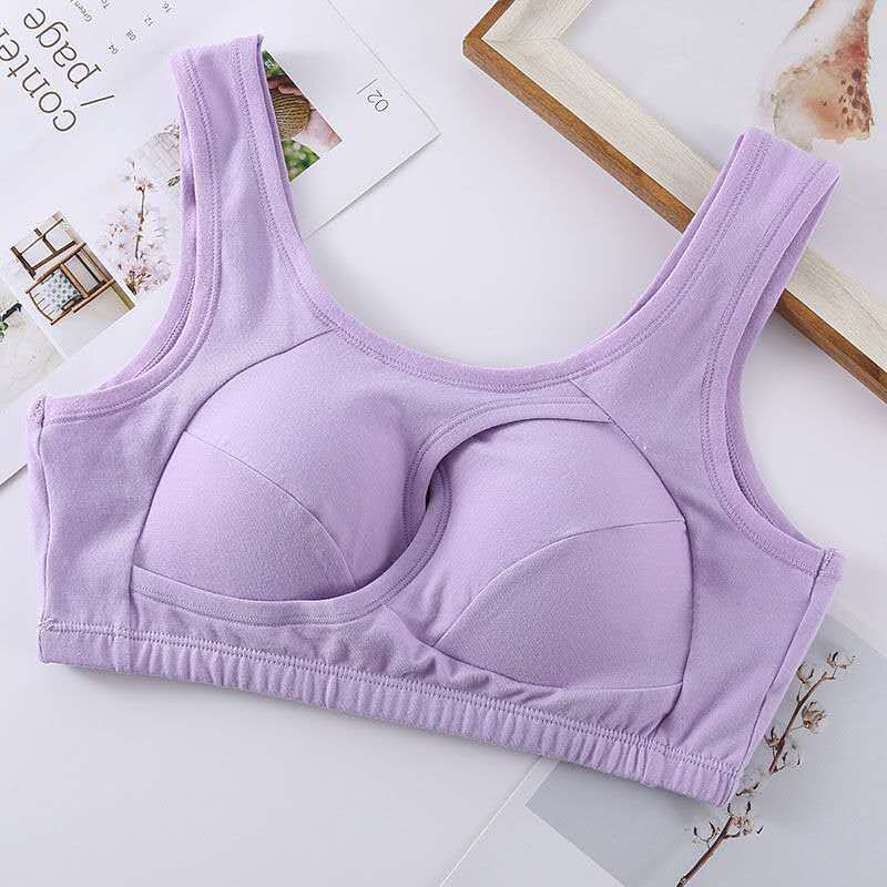 Women's Plus Size Non-steel Ring Beautiful Back Gather Anti-sagging Underwear Cotton Sports Sleep Bra