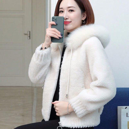 Autumn and Winter Long-sleeved Cardigan Jacket Mid-length Style Thick Hooded Sweater Fashion