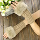 Women's Winter Plush Gloves Woolen Knitted Thickened Arm Sleeves Fake Sleeves Fingerless Mittens Half-finger Lengthened Hand Wrist Warmer Gloves