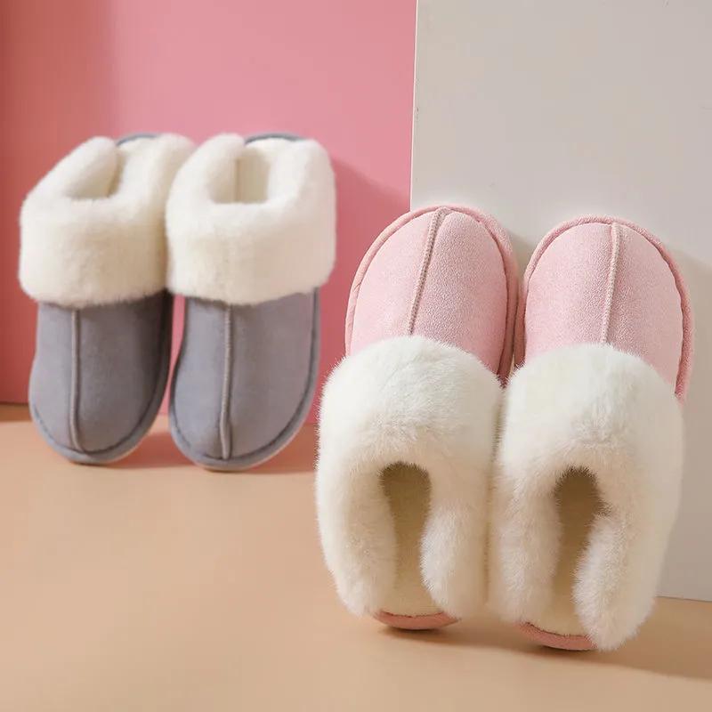 Plush Warm Home Flat Slippers Lightweight Soft Comfortable Winter Slippers Women's Cotton Shoes Indoor Plush Slippers