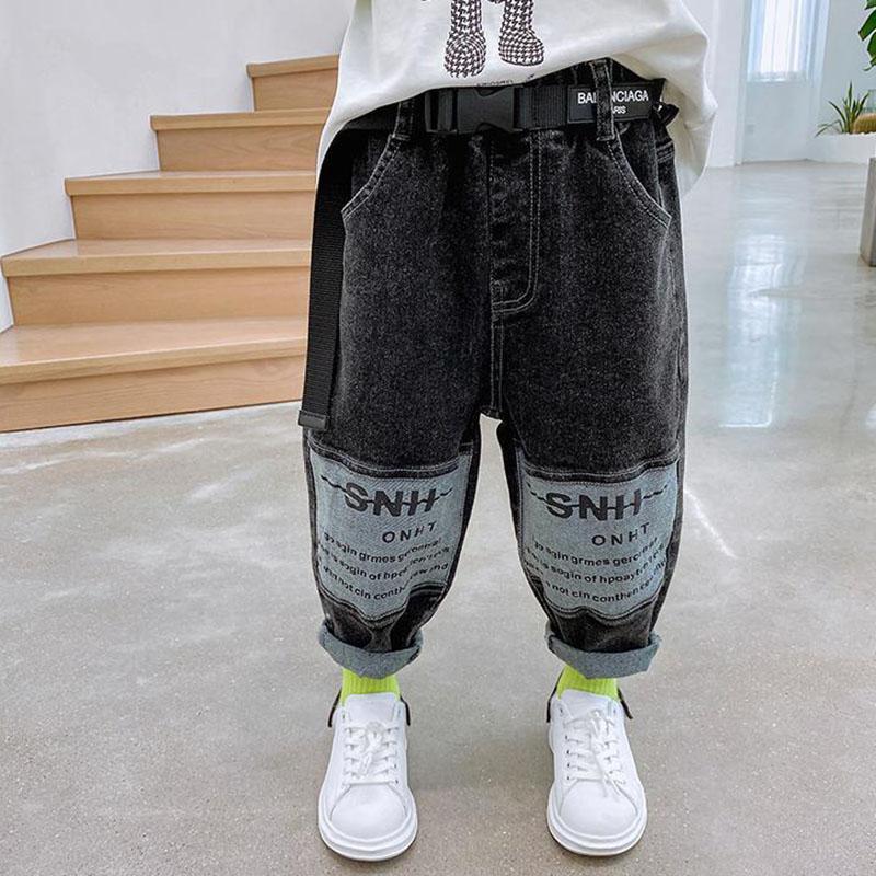 Boys Jeans All-match Casual Pants Children's Pants Trousers Spring and Autumn Casual Pants Loose Printed Jeans