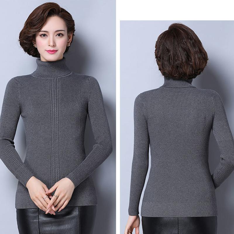 Women's Wool Sweater Winter High Neck Thick Knit Sweater Short Wild Sweater Pullover Slim Bottoming Shirt Plus Size