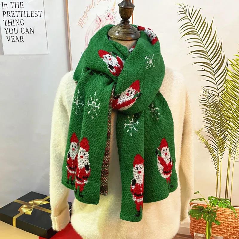 Christmas Gift Elk Scarf Winter Korean Version of Wild Red Double-sided Wool Scarf Shawl