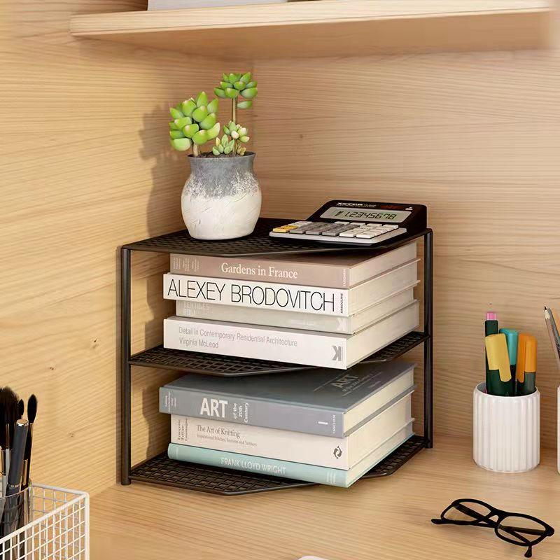 Desktop Corner Bookcase Corner Shelf Triangle Corner Bookcase Storage Rack Kitchen Bathroom Shelf Home Organizer Snack Storage Box