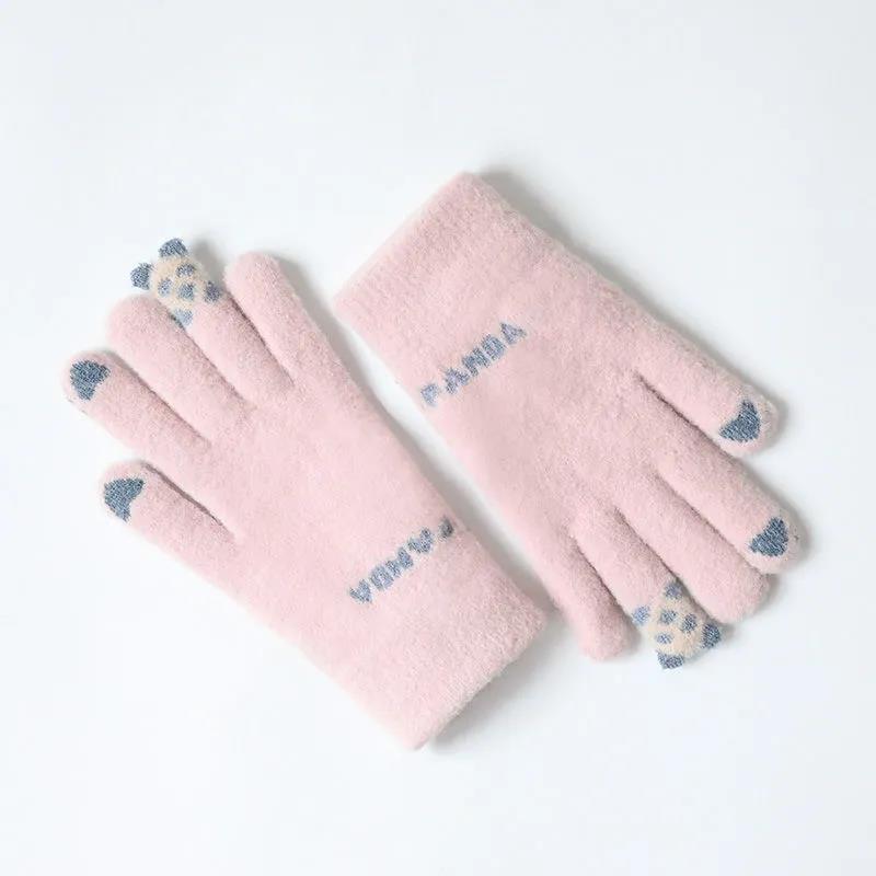 Gloves Winter Women's Plus Velvet Touch Screen Knitted Gloves for Cold and Warm Cycling Woolen Gloves