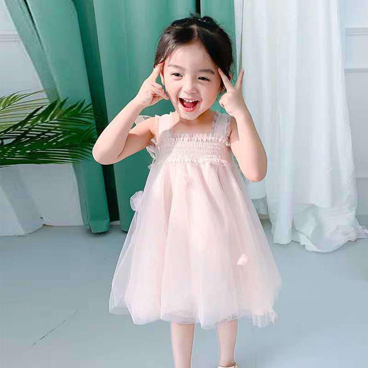 Baby Girl Summer Dress Children's Clothing Mesh Angel Princess Dress Fairy Girl Suspenders Birthday Dress Wings Fluffy DRESS