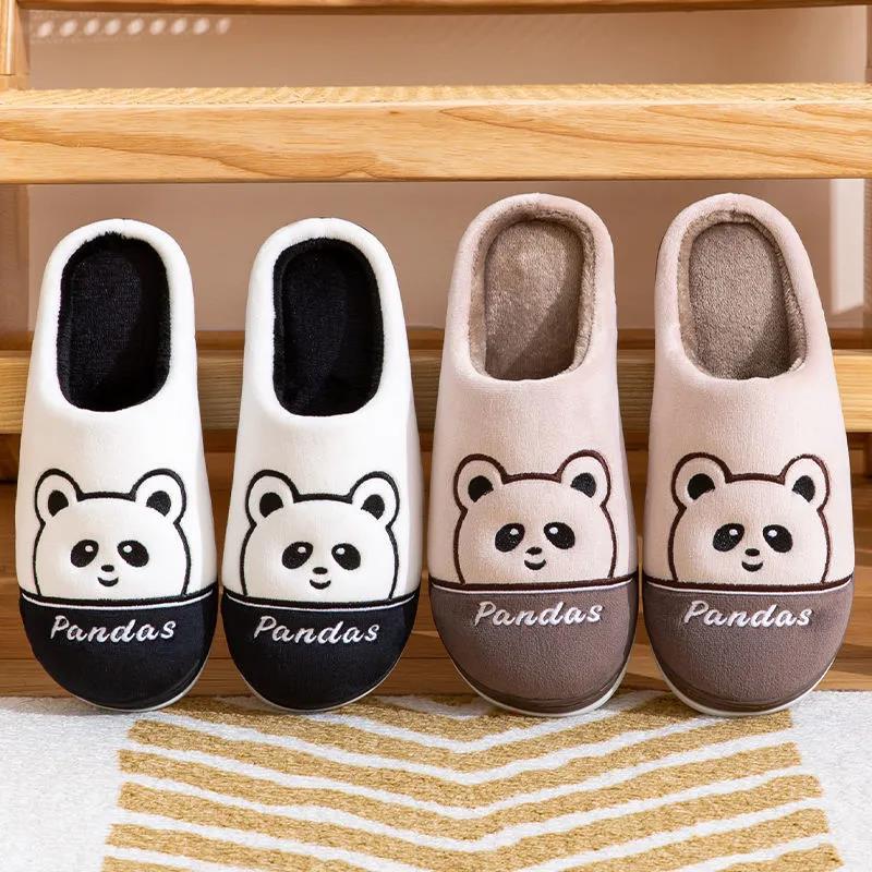 Winter Cute Cartoon Cotton Slippers Couple's Non-slip Soft Thick-soled Warm Shoes Home Slippers