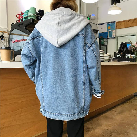 Basic Coat Denim Jacket Loose Women Jackets Hooded Tops Cowboy Coat Denim Outwear Ladies Jackets