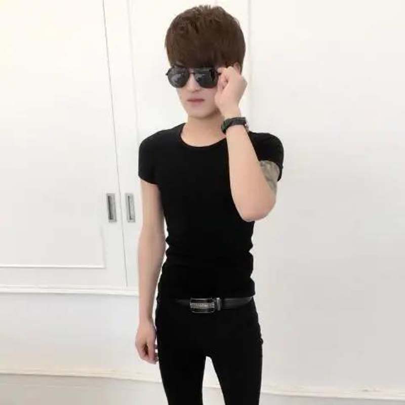 Summer Solid Color Men's T-shirt Short-sleeved Stretch Slim-fit Half-sleeved Bottoming Shirt