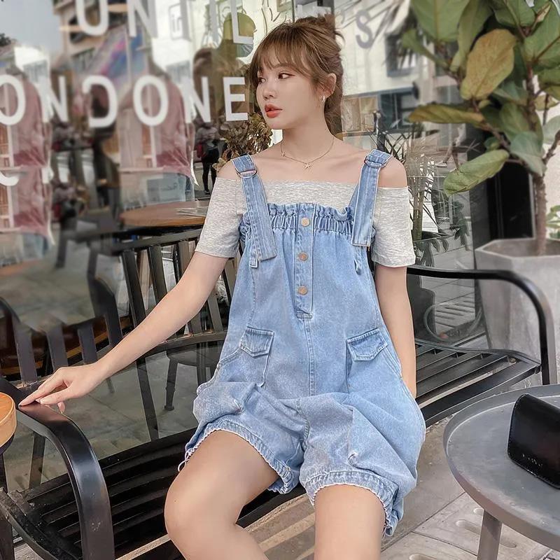 WTEMPO Summer Denim Jumpsuit Woman Jeans Long Romper Pants Zipper Pockets Sleeveless Adjusted Overalls Jeans