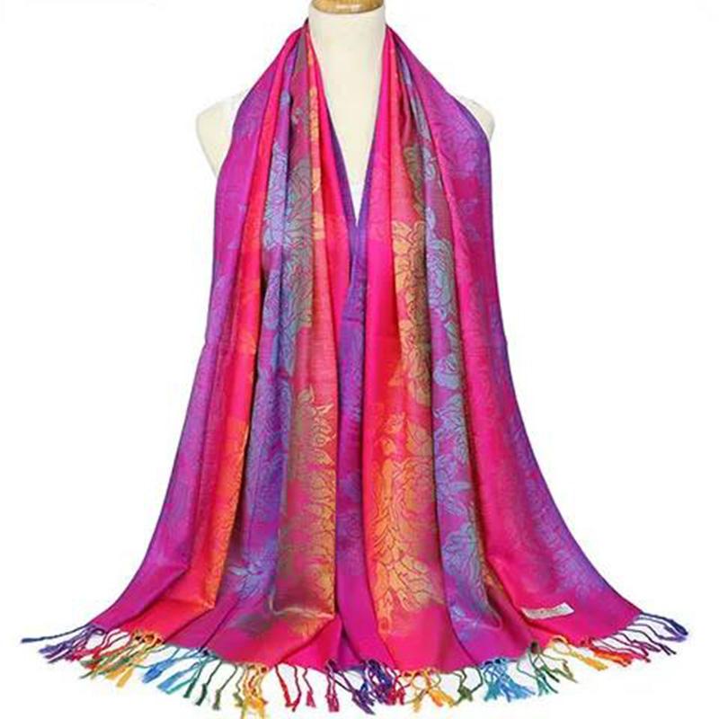 Scarf Women's Dual-use Versatile Shawl Silk Scarf Warmth and Thick Ultra-long Ethnic Style Scarf Thin Sunscreen All-match Autumn and Winter