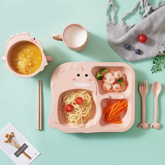 Baby Children's Tableware Products Feeding Set Cartoon Plates Kids Dishes Children Training Eating Food Bowl Spoon Fork