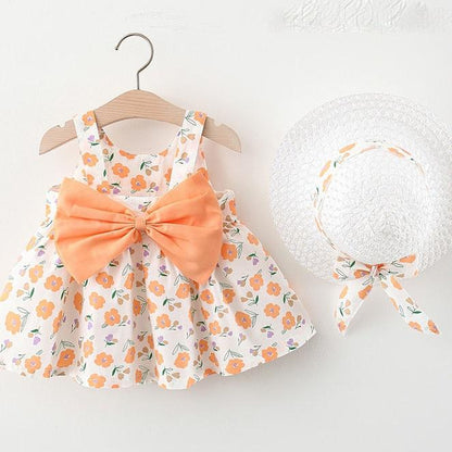 Children Dress Spring Summer Sling Kids Clothing Baby Girls Clothing Printing Sleeveless A-line Pleated Floral Dress Girl