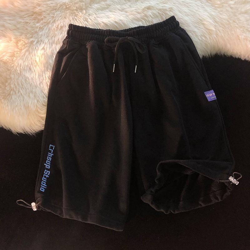 WTEMPO Drawstring Sports Shorts Women's  Casual Pants Student Elastic Waist Convenient Big Pocket Gym Stadium Playground