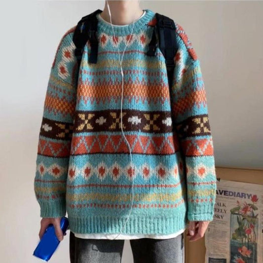 WTEMPO Retro Style Couple Sweater Soft Casual Knitted Sweater Winter Warm Pullover