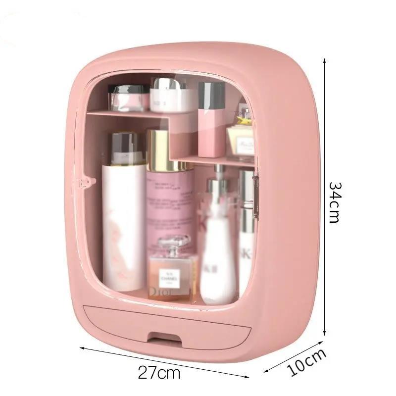 Wall-mounted Cosmetic Storage Box Large-capacity Punch-free Net Red Makeup Box Household Shelf Dust-proof Skin Care Products