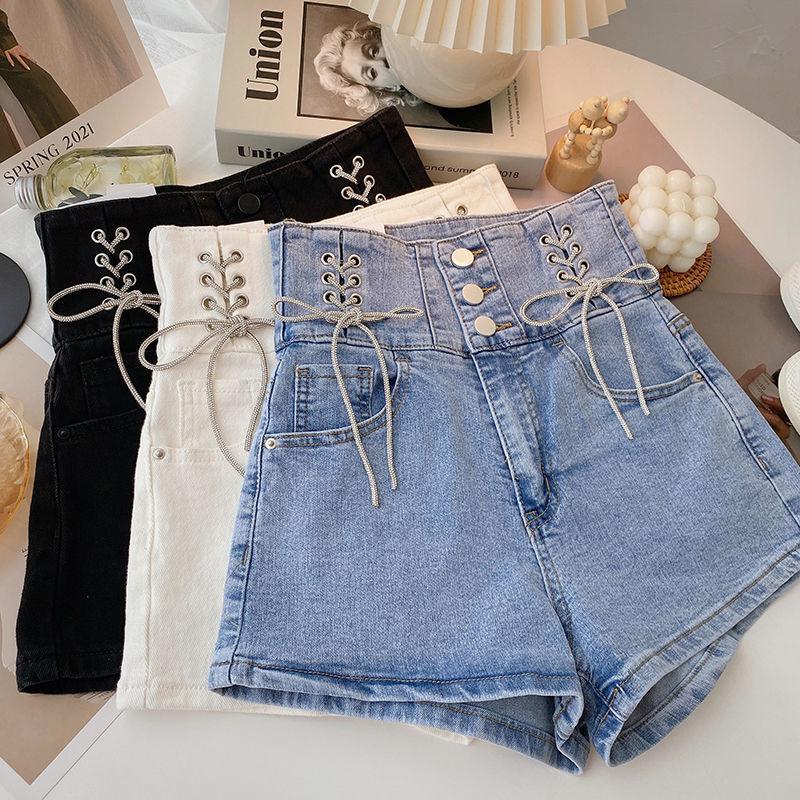 Large Size Jeans Women's Korean Version Three-button High-waist Straps Design Personality Wide-leg Pants