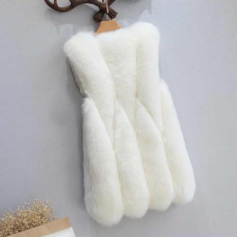 Faux Fox Fur Vest Artificial Soft Warm Fur Coat Women's Mid-length Casual V-neck Fur Coat Women's Waistcoat Temperament Rabbit Fur Vest