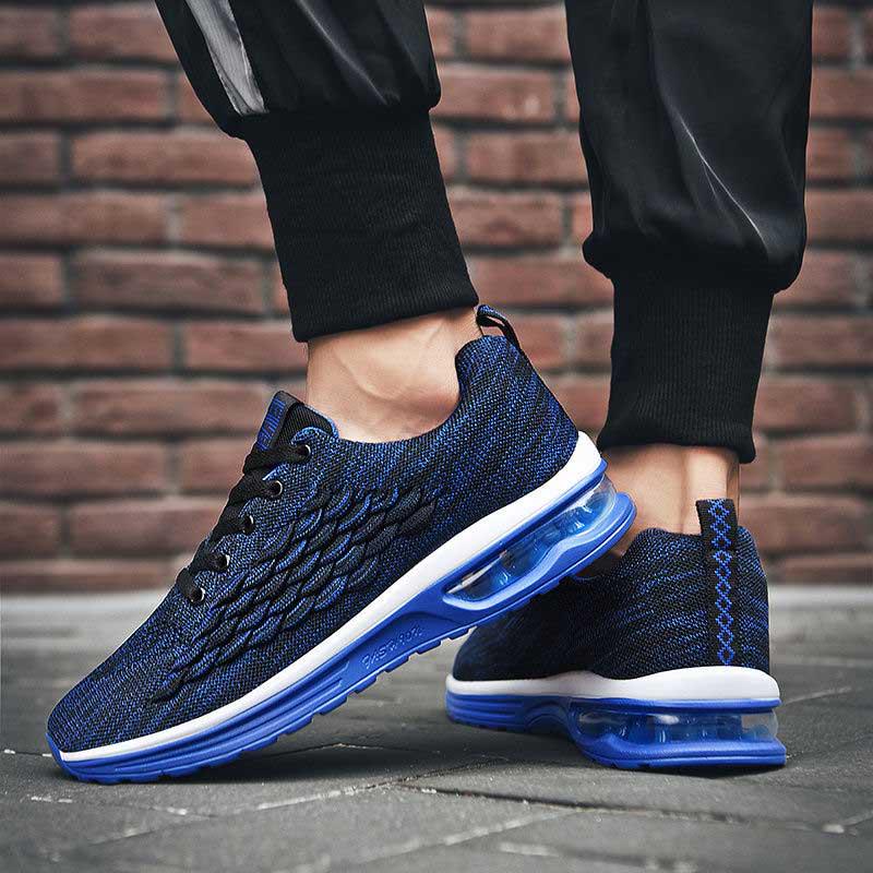 Plus Size 38-45 Men Flying Woven Mesh Running Shoes Lightweight Sneakers Breathable Outdoor Sports Shoes Comfortable Deodorant Running Gym Shoes