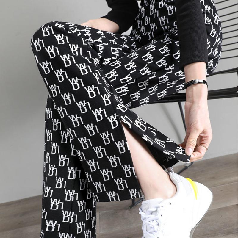 Summer Wide-leg Pants Ladies Loose All-match Casual Pants High Waist Thin Split Straight Sports Pants