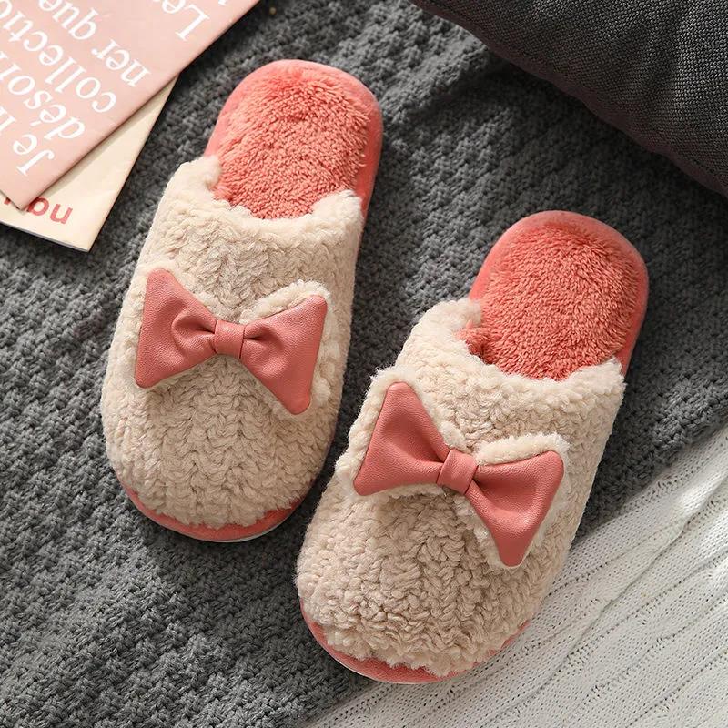 Autumn and Winter Pure Cotton Slippers Indoor Non-slip Soft-soled Shoes Warm Simple Plush Cotton Shoes