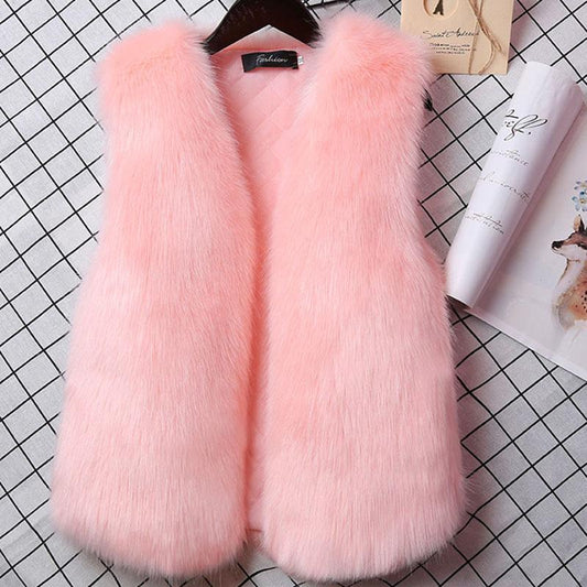 Autumn and Winter Short Fur Vest Imitation Fox Fur Thick Warm Vest Fashion All-match Female Jacket