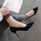 Female Stiletto High Heels  Black Pointed Toe Shoes  Spring and Autumn Girl Single Shoes