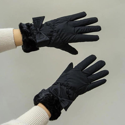 Women's Winter Touch Screen Gloves Waterproof and Windproof Down Cotton Padded Cold-proof Warm Gloves