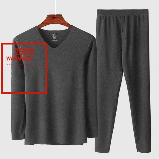 Men Winter Thermal Underwear O-neck Tops Pants Male Tight Suit Thicken Windproof Warm Soft Lining Long Sleeve High Elasticity Versatile Spring Pajamas