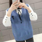 Spring and Autumn Fashion Knitted Vest Vest Loose Waistcoat Outer Sweater Coat Bottoming Shirt