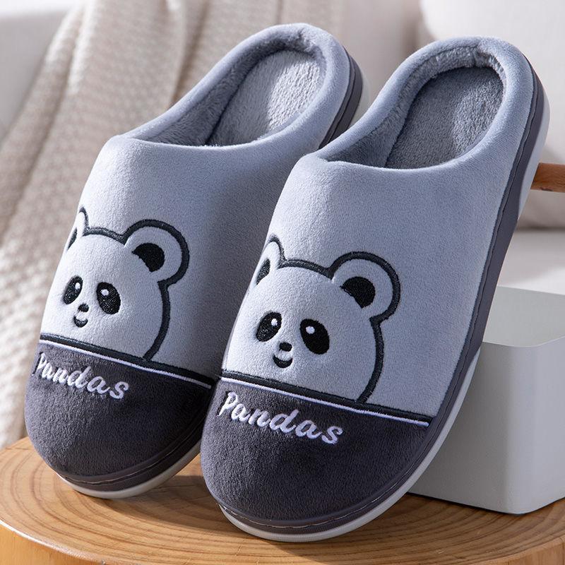 Winter Cute Cartoon Cotton Slippers Couple's Non-slip Soft Thick-soled Warm Shoes Home Slippers