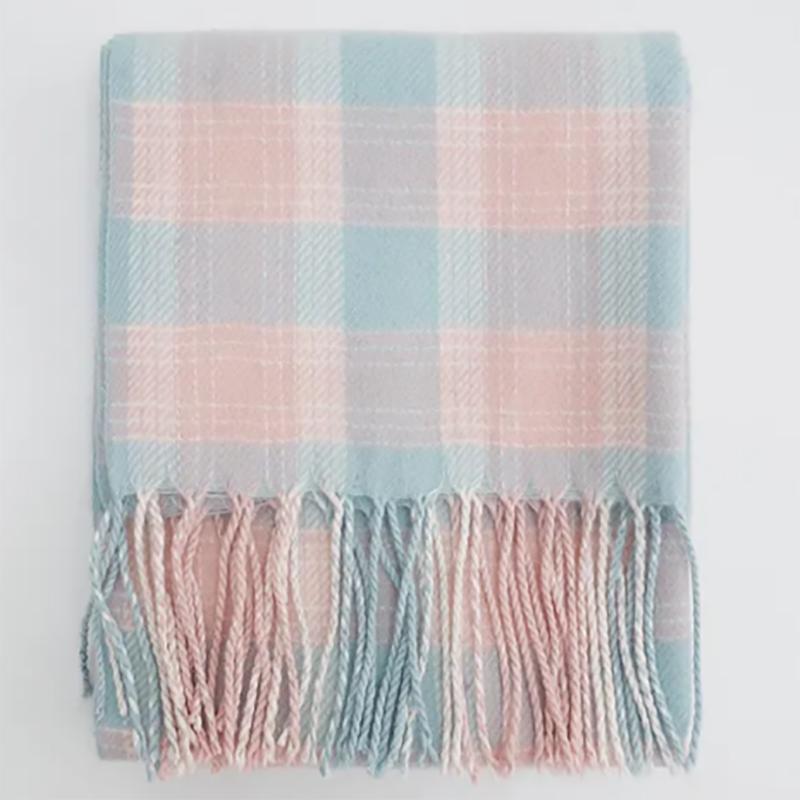 Plaid Scarf Women's Winter Korean Style Wild Japanese Autumn and Winter Imitation Cashmere Warm Tassel Scarf