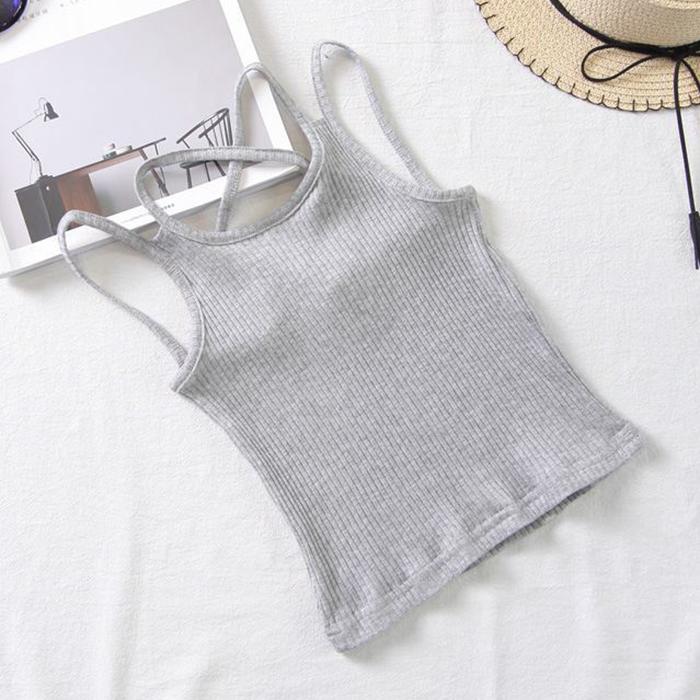 Summer Kids Cute Solid Color Vest Sling Backless Ventilation Top Sleeveless Tops Korean Style Slash Neck Slim Vest for Children Girls