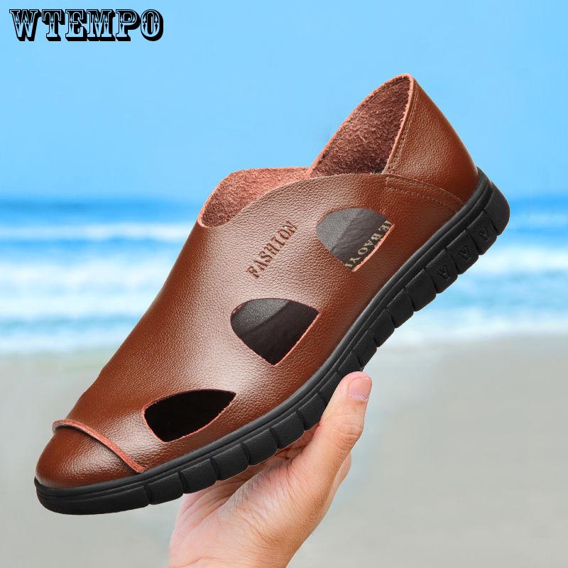 Sandals Summer Men's Quality Shoes Leather Men Sandals Comfortable Slip on Slippers