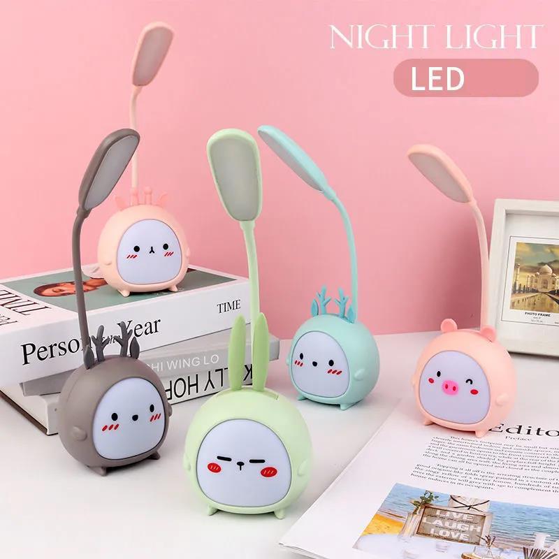 Table Lamp Eye Protection Study Special Dormitory Bedside Night Light Night USB Night Light Bedroom Cute Cartoon Magic Color Table Lamp