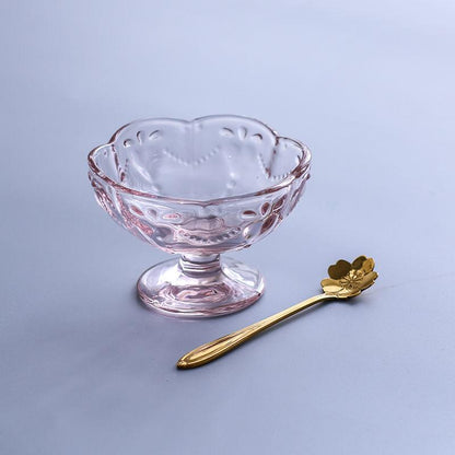 Japanese-style Cherry Blossom Glass Ice Cream Cup Dessert Cup Bird's Nest Creative Ice Cream Cup Cold Drink Cup Love Water Cup