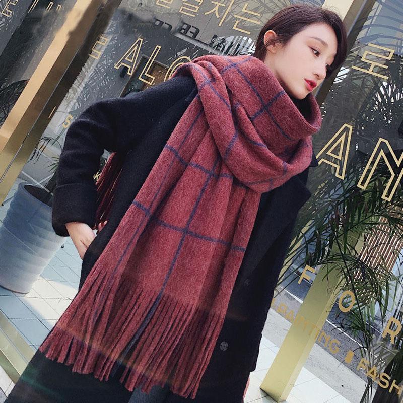 Winter Imitation Cashmere Scarf Korean Wild Double-sided Scarf Lovers Long Thick Bib Shawl