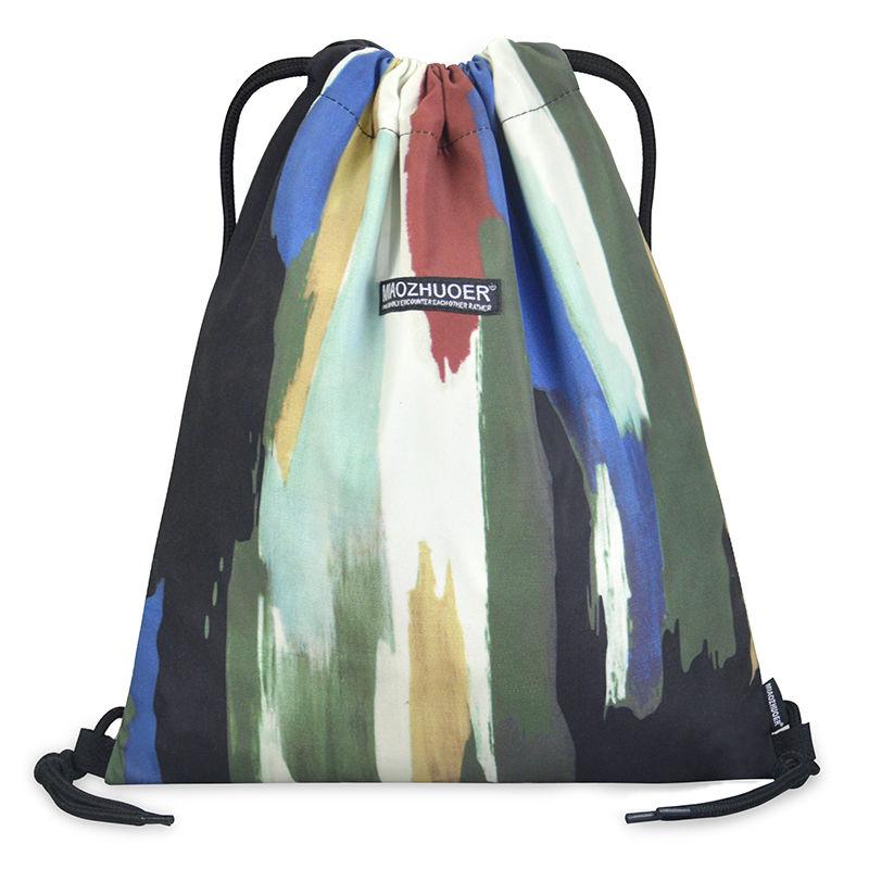 Colorful Casual Unisex Multi-layer Canvas Backpack Travel Drawstring Closure Large-capacity Sports Waterproof